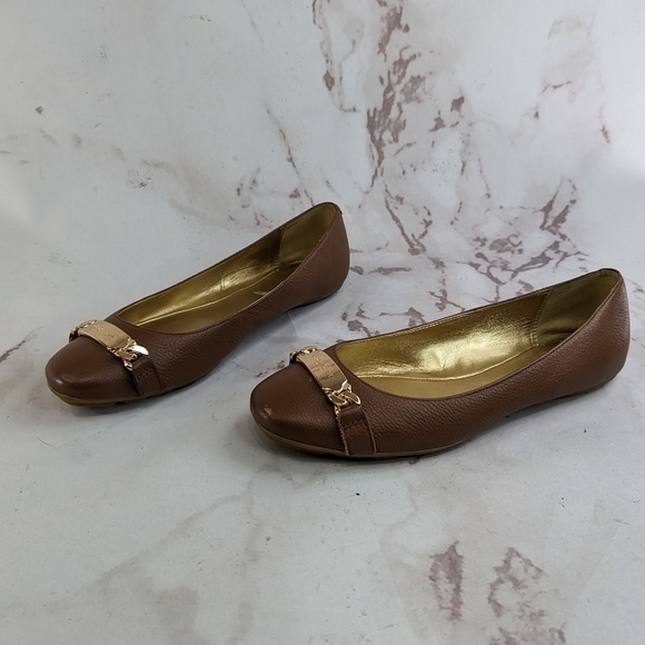 Coach Flats Womens US 6 EUR 37 Camel Tan Slip On Shoe Ballet Gold Bianca - Picture 2 of 11